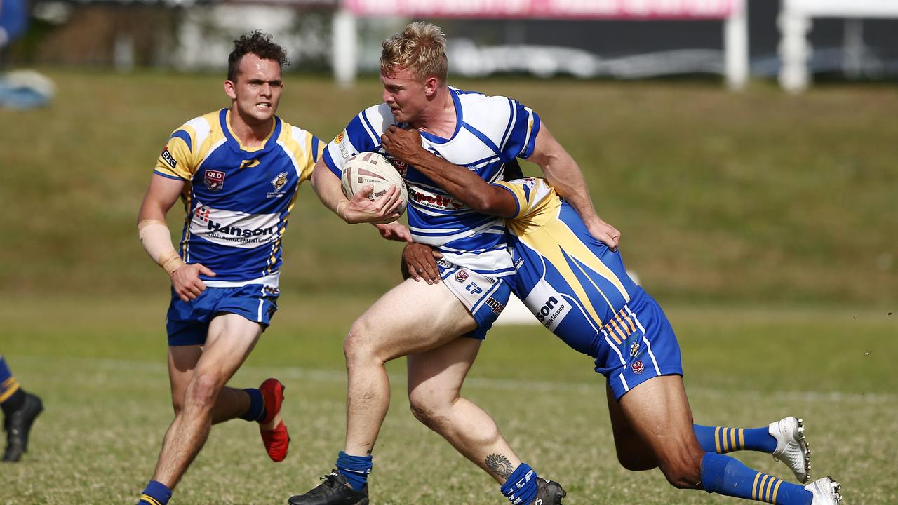 Brothers' Elijah Simpson proves hard to stop in the Cairns District Rugby League (CDRL) match between Cairns Brothers and Cairns Kangaroos, held at Stan Williams Park, Manunda. PICTURE: BRENDAN RADKE