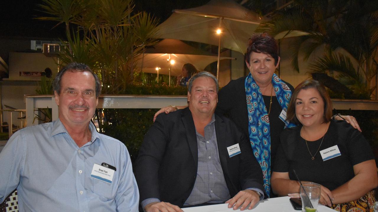 NQBP chairman Brad Fish, Whitsunday Mayor Andrew Willcox and wife Raylene Willcox, and (standing) Karenne Williams of Bowen State School at the Reconciliation in Action event at Grand View Hotel, Bowen. Picture: Kirra Grimes.