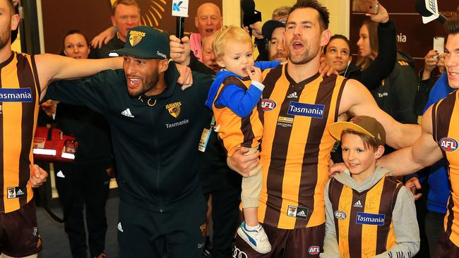 Luke Hodge and Josh Gibson in the rooms. Picture: Mark Stewart