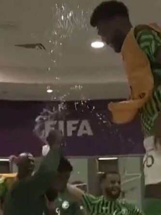 Saudi players inside the dressing room