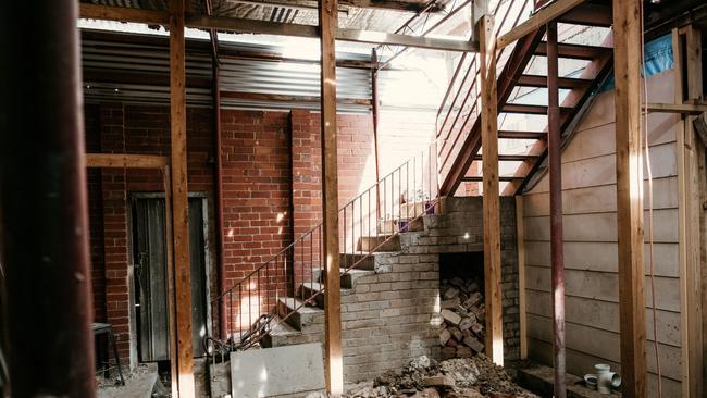 The hall has kept the original red bricks.