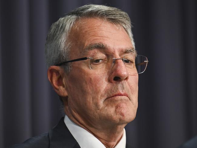 CANBERRA, AUSTRALIA  - NewsWire Photos - December 9, 2024: Minister for Home Affairs of Australia, Tony Burke, Prime Minister Anthony Albanese, Australian Federal Police Commissioner, Reece Kershaw, Attorney-General of Australia, Mark Dreyfus (pictured)  and Director-General of Security of Australia, Mike Burgess hold a press conference at Parliament House in Canberra. Picture: NewsWire / Martin Ollman