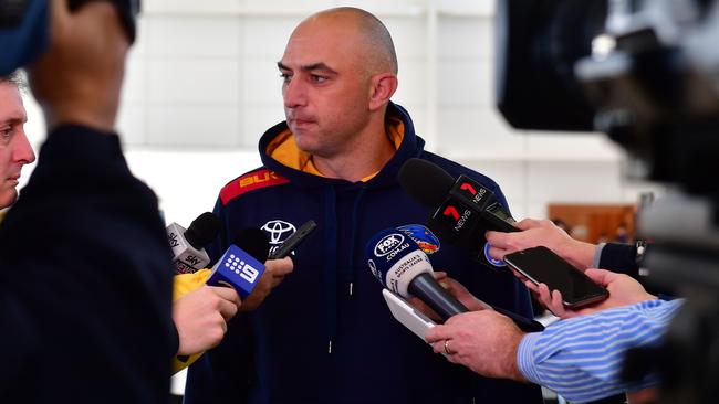 Ex-Crows assistant James Podsiadly has joined the AFL to drive umpirtes’ performance. Picture: Mark Brake