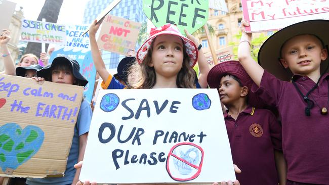 School students took part #ClimateStrike rallies last week to demand action on climate change. The majority of Australians now view global warming as a serious problem. Picture: AAP/Dan Peled