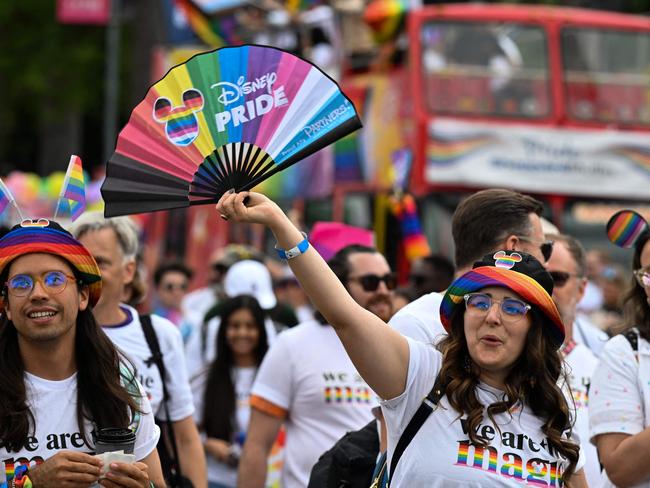 People march with Disney Pride at the 2023 LA Pride Parade on June 11, 2023 in Hollywood, California. Picture: Robyn Beck/AFP