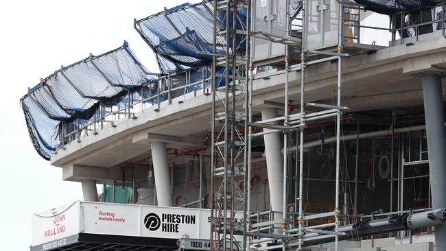 Construction at the new Sydney Football Stadium in Moore Park has stopped after a confirmed Covid case on site, which is believed to have been linked to the Maroubra party. Picture: David Swift