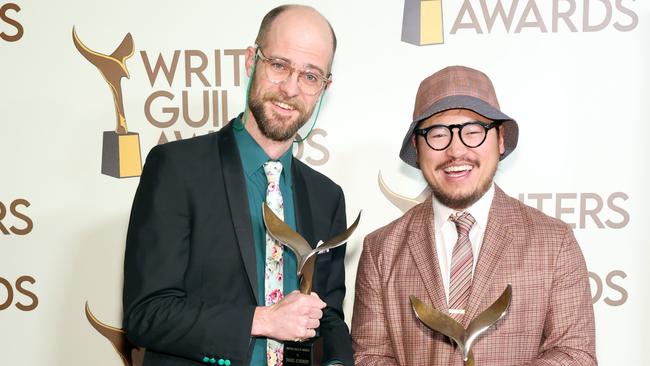 (L-R) Daniel Scheinert and Daniel Kwan pose in the press room during the 2023 Writers Guild Awards West Coast Ceremony. Picture: Monica Schipper/Getty Images for WGAW