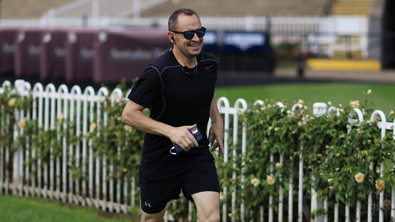 Chris Waller goes for his morning jog last Saturday morning at Rosehill. Picture: Getty Images