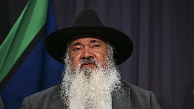 Senator Pat Dodson and members of the Referendum Working Group hold a press conference at Parliament House. Picture: NCA NewsWire / Martin Ollman