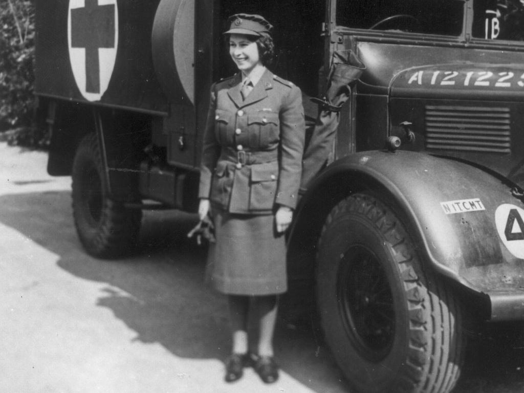 As World War II continued, Princess Elizabeth finally persuaded her reluctant father to allow her to join the war effort, and in early 1945 she entered the Women’s Auxiliary Territorial Service, training as an Army truck driver and mechanic and rising to the rank of Junior Commander.