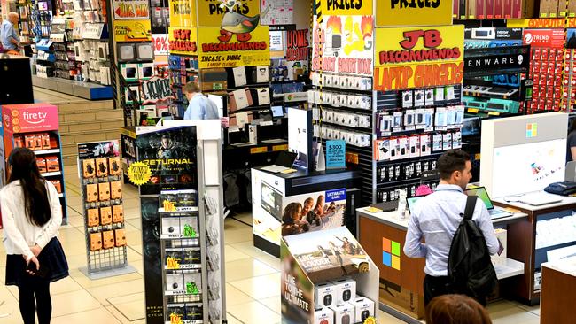 A TikTok claims the JB Hi-Fi store design tricks customers into thinking it’s cheaper. Picture: NCA NewsWire / Jeremy Piper