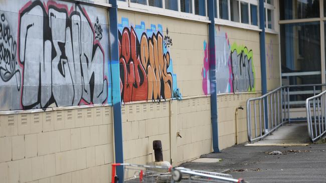 Graffiti vandals left their mark on the former Croydon Secondary College and Melba College’s junior campus buildings last year. Picture: James Ross.