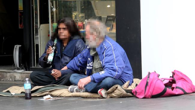 Homeless people in Elizabeth St. Picture: Yuri Kouzmin