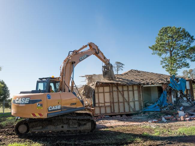 The last building on the Western Sydney Airport is demolished. Picture: NSW Infrastructure