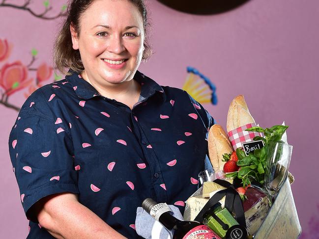 Bakehouse on Eyre owner Vanessa McKinnon with the 'Tender Loving Cheese Bucket' which is available for Mothers Day. Picture: Shae Beplate.