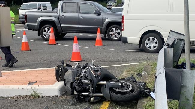 A motorcyclist has suffered a serious head injury in a crash at Annerley. Picture: Danielle Buckley