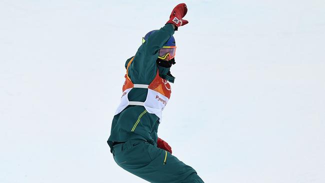 Scotty James celebrates as he picks up bronze in the halfpipe. Picture: Getty