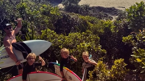 Aussie Actor Chris Hemsworth spent Christmas time with his sons surfing. Picture: Instagram