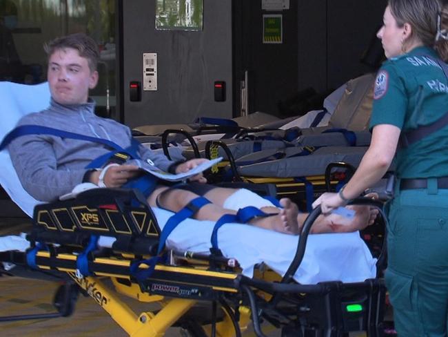 16yo Nathan Ness was bitten by a shark on a boat off West Beach today . Picture: 7NEWS