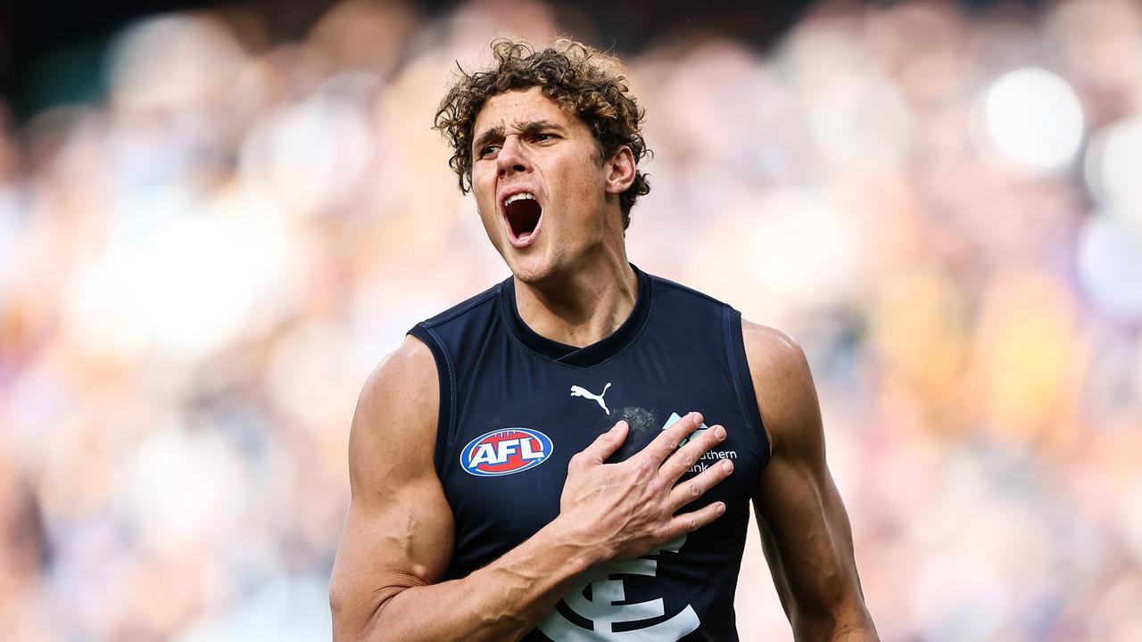 Superstar Carlton forward Charlie Curnow. Picture: Dylan Burns/AFL Photos via Getty Images