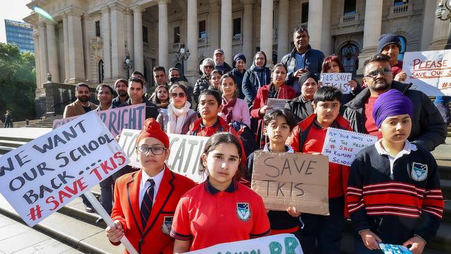 Colmont students and parents protested outside Parliament House last week. Picture: Ian Currie