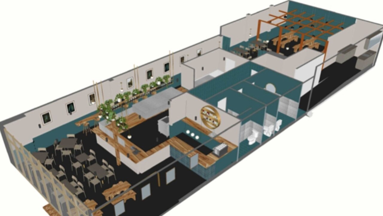 The 3D floor plan of Balkan eatery Kasina.