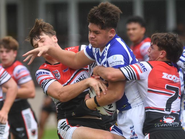 Kirwan High against Ignatius Park College in the Northern Schoolboys Under-18s trials at Brothers Rugby League Club in Townsville. Iggy number 11 Suafai Reupena. Picture: Evan Morgan