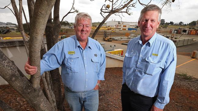 Brothers John and Denis Wagner outside their business in Toowoomba.