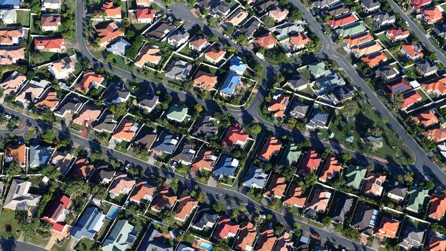 Aerial view of residential housing. (AAP Image/Dave Hunt)