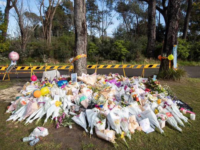 Flowers, tributes and mementos left at the site of the crash.