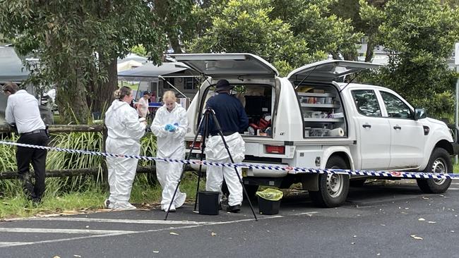 NSW Police forensically examine the scene. Picture: Savannah Pocock