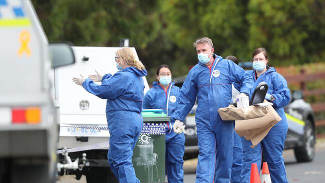Tasmania Police door knocking neighbours. Scene at Black Snake Road Granton where a person was killed overnight and another injured after reports of gunshots. Tasmania Police in attendance. Picture: Nikki Davis-Jones