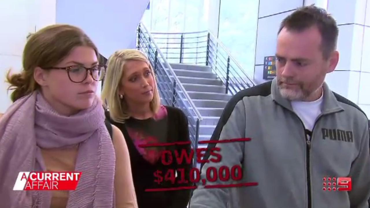 A Current Affair confronted Belle Gibson at Melbourne Airport. Picture: Channel 9