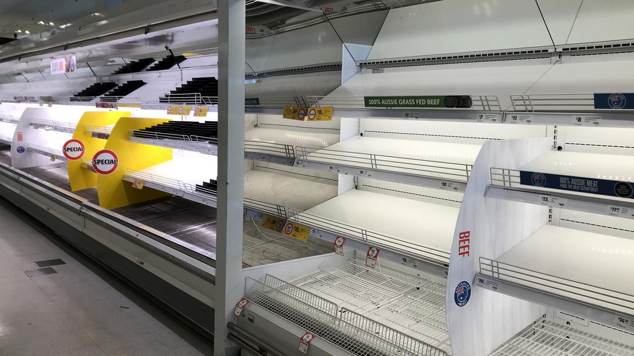 Food matters: Supermarket shelves have been stripped bare. Picture: Glenn Ferguson