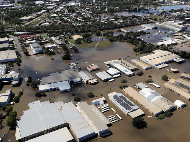 Helicopter flight over the floods with Brisbane Lord Mayor Adrian Schrinner. The area around Rocklea and Archerfield is particularly bad. Pics Adam Head