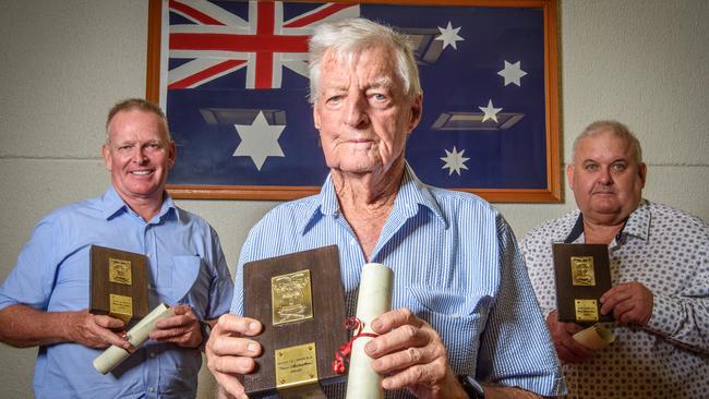 The Good Australian Award, instituted by Kennedy MP, Bob Katter, recognises hardworking and honest North Queenslanders, and recipients of the award can use the post-nominal letters G.A. after their name. Mayor Jenny Hill to present awards to North Queensland aviation pioneer Peter Collings, North West Queensland rugby league coach and administrator Grant Lillyman, and sugar cane industry advocate and negotiator Allan Parker. L-R Peter Collings, Grant Lillyman, Allan Parker. Picture: Scott Radford-Chisholm