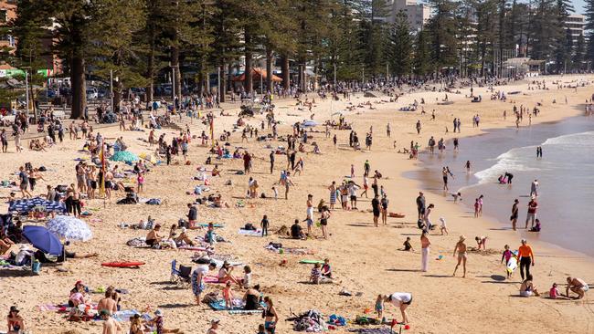 There are concerns over social distancing as summer approaches. Picture of Manly Beach on August 30, 2020. Picture: Cassie Trotter