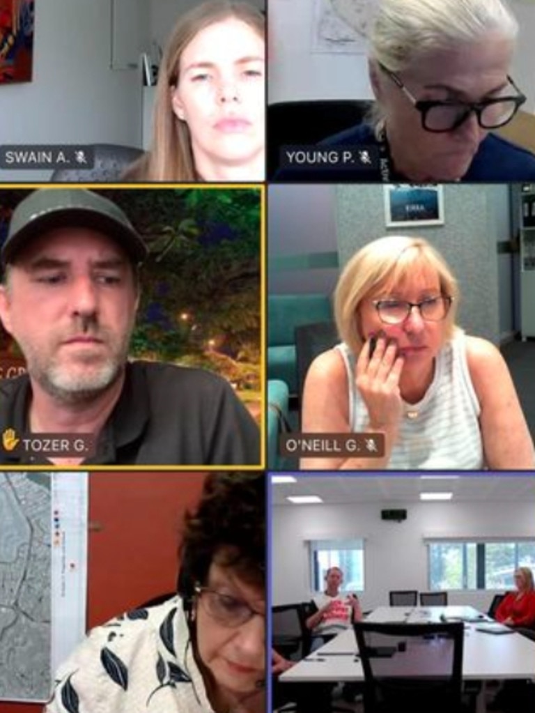 Gold Coast City Councillors and senior officers in a zoom meeting getting an emergency update on the Christmas Eve storm event.