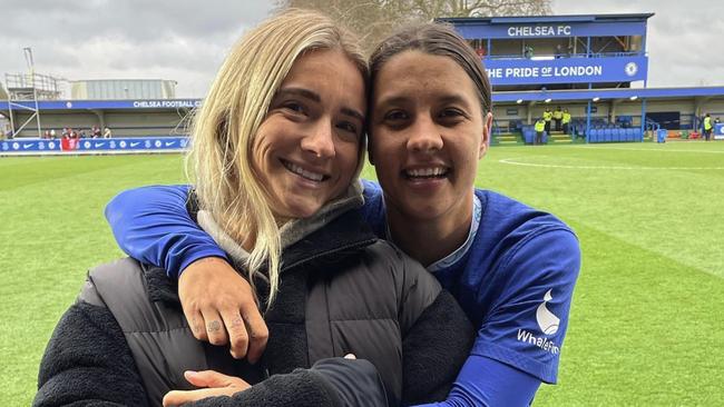 Sam Kerr and partner Kristie Mewis on January 30, 2023, at Kingsmeadow. Picture: Facebook @SamKerr