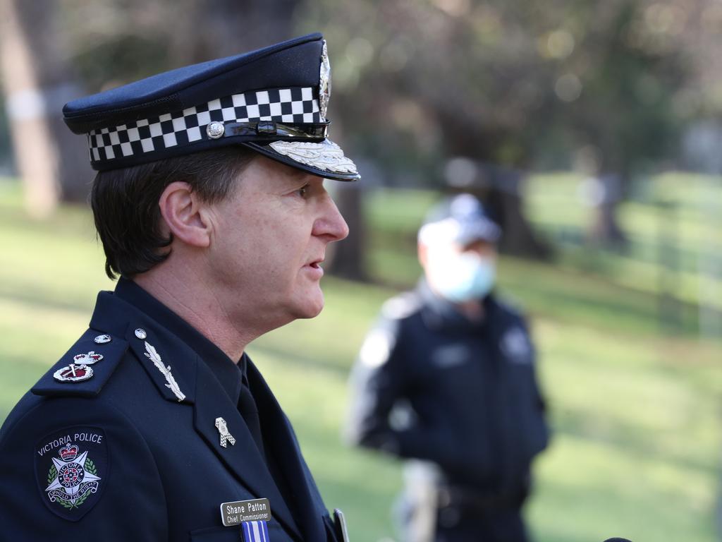 Mr Patton pays tribute to the officers killed in the line of duty. Picture: NCA NewsWire/ David Crosling