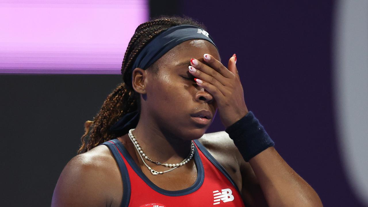 Coco Gauff showed her frustration during the exchange. (Photo by Clive Brunskill/Getty Images)