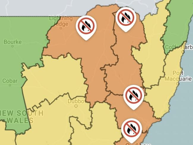 Total fire bans have been issued for several parts of NSW on Monday. Picture: RFS