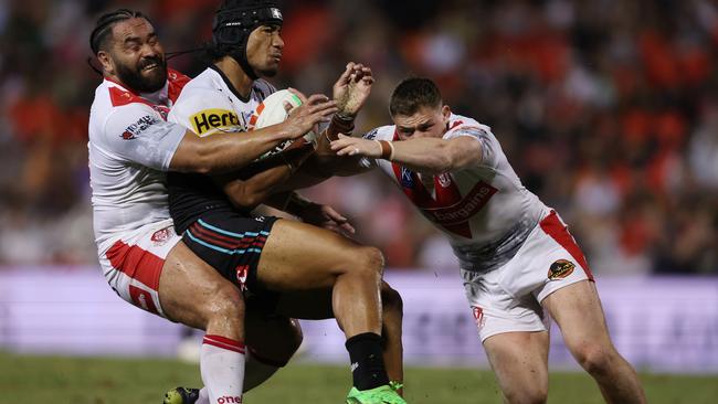 Stephen Crichton got found out at the back by St Helens. Picture: Getty Images