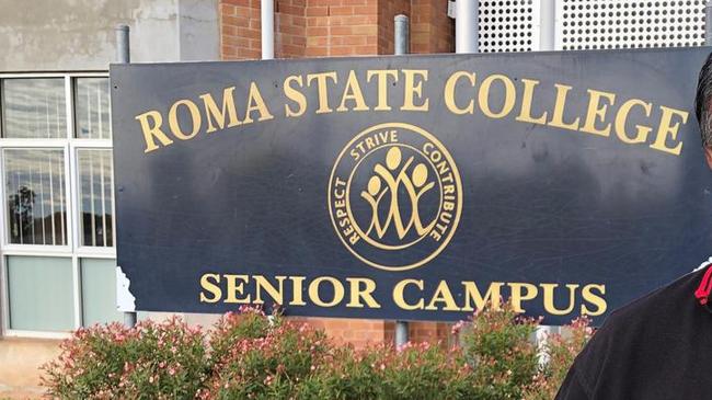 Roma State College front entry sign.