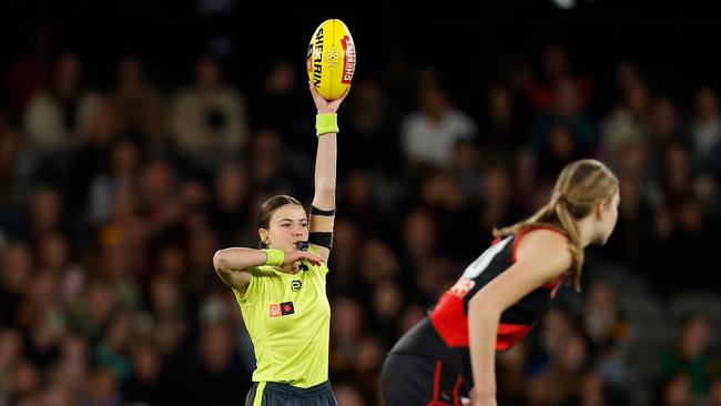 Emma Stark umpired her first game in round 1. Picture: Michael Wilson/AFL Photos.