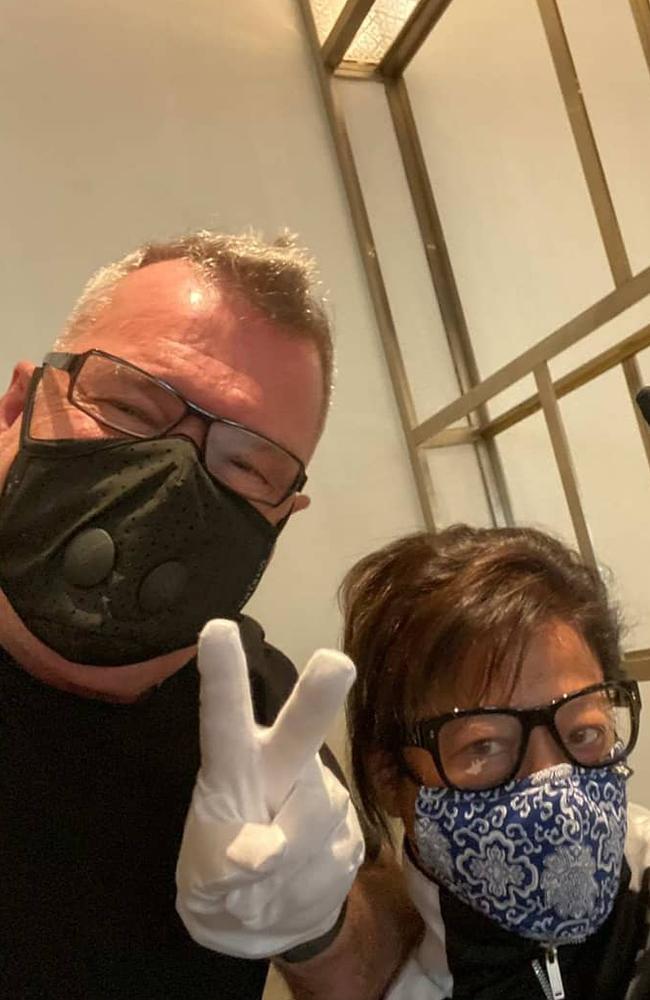 Jimmy Barnes and wife Jane took all precautions while travelling home before heading into self-isolation. Picture: @jimmybarnesofficial/Instagram