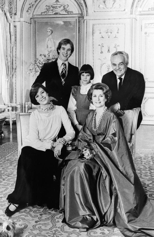 Princess Grace and Prince Rainier with their children Albert, Caroline and Stephanie in a portrait taken in 1976. Picture: AFP