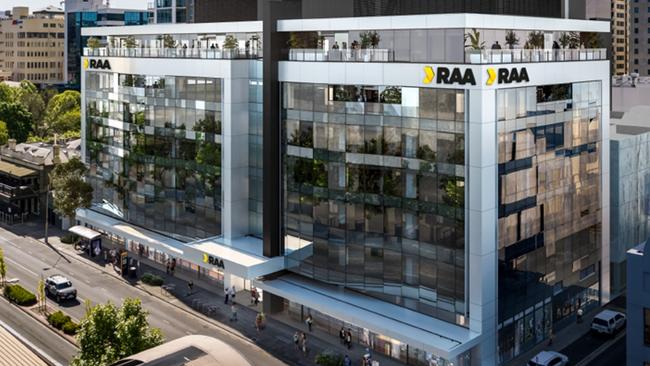 Artist's impression of RAA’s new city offices at 150 Grenfell St, Adelaide. Picture: Supplied by RAA