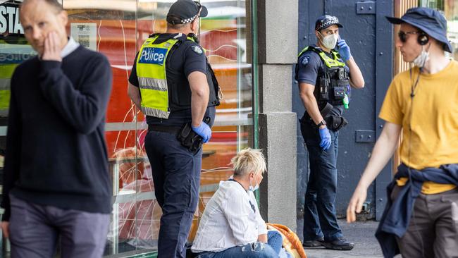 Police ramp up patrols on Elizabeth St. Picture: Jake Nowakowski