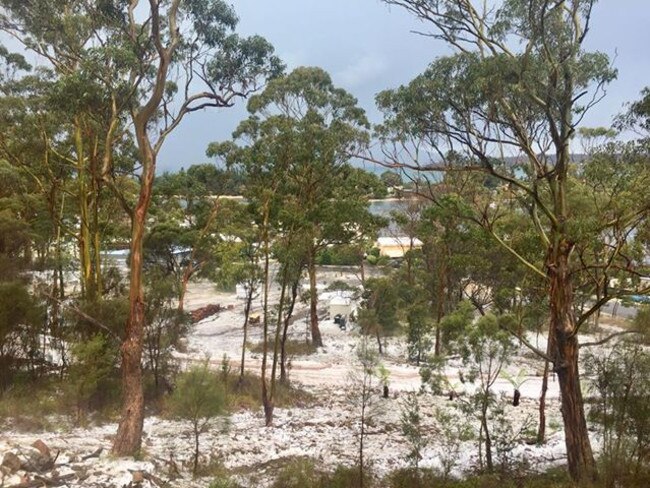 Hail at Orford. Picture: MELANIE ROTTIER